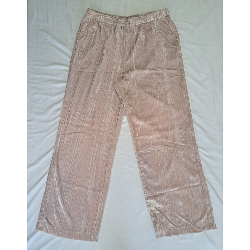 Marc New York Womens Wide Leg Champagne Crushed Velvet Pants M Modern Boho Chic